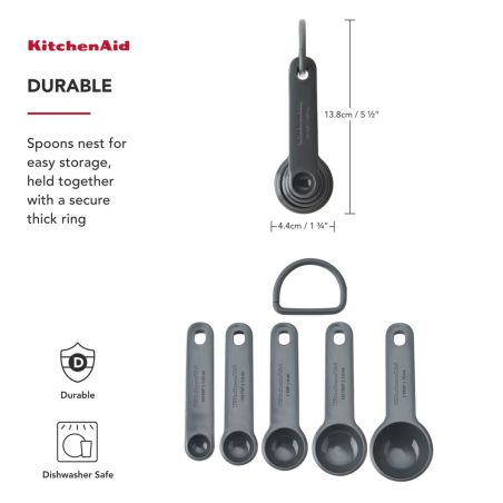 KitchenAid Set de 5 Cuillères Doseuses Gris Charcoal | KitchenAid | Mimocook