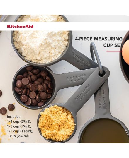 KitchenAid Set de 4 Tasses à Mesurer Gris Charcoal | KitchenAid | Mimocook