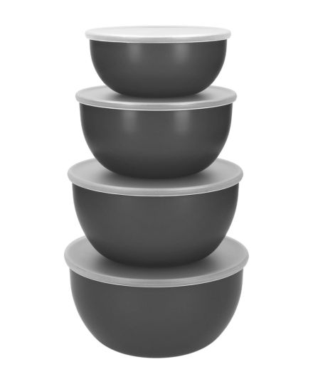 KitchenAid Set de 4 Cuencos de Preparación con Tapas Gris Charcoal | KitchenAid | Mimocook