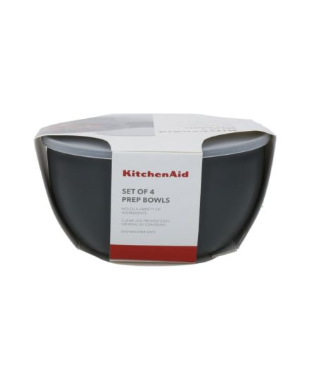 KitchenAid Conjunto de 4 Taças de Preparação com Tampas Cinzento Charcoal | KitchenAid | Mimocook