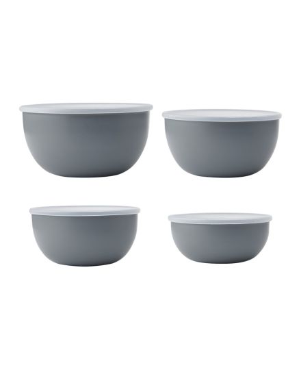 KitchenAid Set de 4 Cuencos de Preparación con Tapas Gris Charcoal | KitchenAid | Mimocook