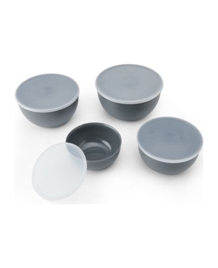 KitchenAid Set de 4 Cuencos de Preparación con Tapas Gris Charcoal | KitchenAid | Mimocook