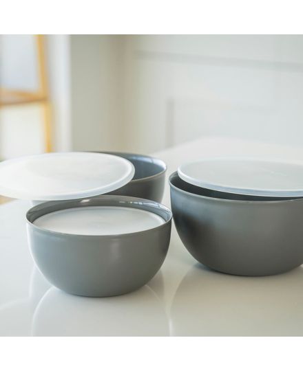 KitchenAid Set de 4 Cuencos de Preparación con Tapas Gris Charcoal | KitchenAid | Mimocook