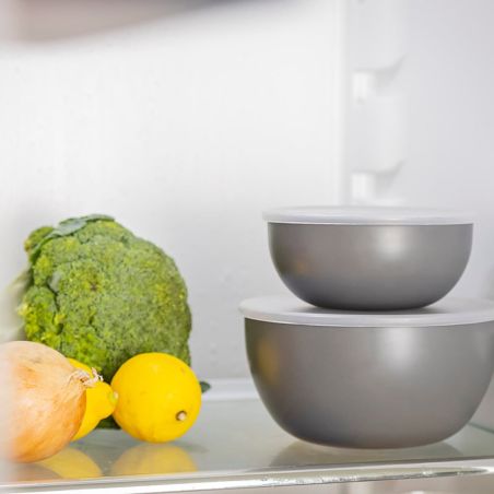 KitchenAid 4-teiliges Vorbereitungs-Schüsselset mit Deckeln Charcoal Grey | KitchenAid | Mimocook