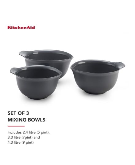 KitchenAid 3er-Set Rührschüsseln ineinandergreifend - Holzkohle grau | KitchenAid | Mimocook