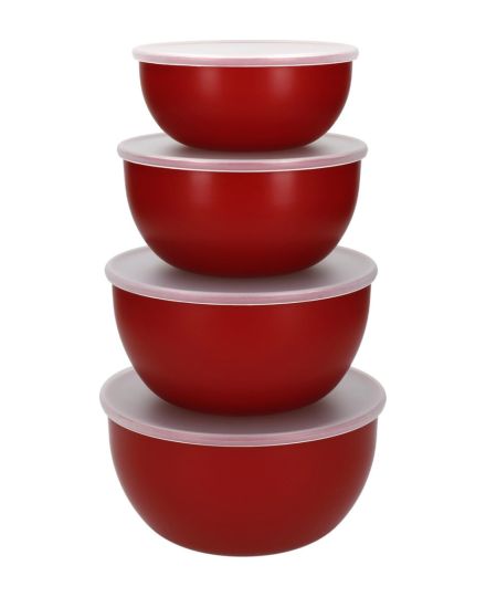 KitchenAid Set de 4 Bols de Préparation avec Couvercles Empire Red | KitchenAid | Mimocook