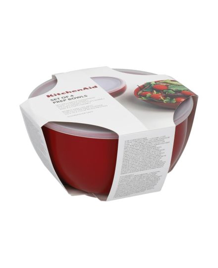 KitchenAid Set de 4 Bols de Préparation avec Couvercles Empire Red | KitchenAid | Mimocook