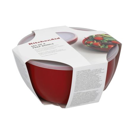 KitchenAid 4-teiliges Vorbereitungs-Schüsselset mit Deckeln Empire Red | KitchenAid | Mimocook