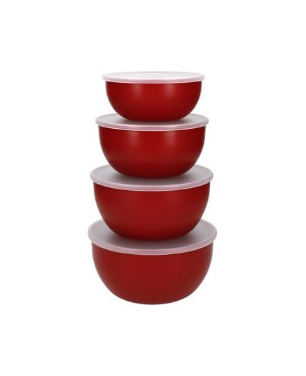 KitchenAid Set de 4 Bols de Préparation avec Couvercles Empire Red | KitchenAid | Mimocook