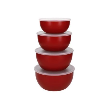 KitchenAid Set de 4 Cuencos de Preparación con Tapas Empire Red | KitchenAid | Mimocook