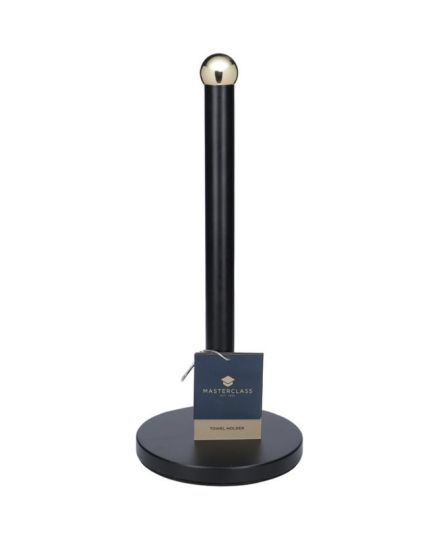 MasterClass Stainless Steel Matt Black and Brass Finish Towel Holder | Kitchen Craft | Mimocook