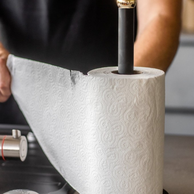 Porte-Rouleau de Cuisine MasterClass en Acier Inoxydable Noir Mat et Laiton | Kitchen Craft | Mimocook