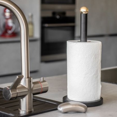 Porte-Rouleau de Cuisine MasterClass en Acier Inoxydable Noir Mat et Laiton | Kitchen Craft | Mimocook