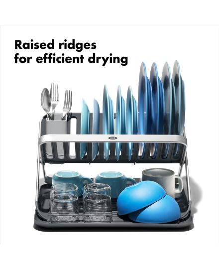 OXO Good Grips Aluminum Fold Flat Dish Rack | OXO | Mimocook