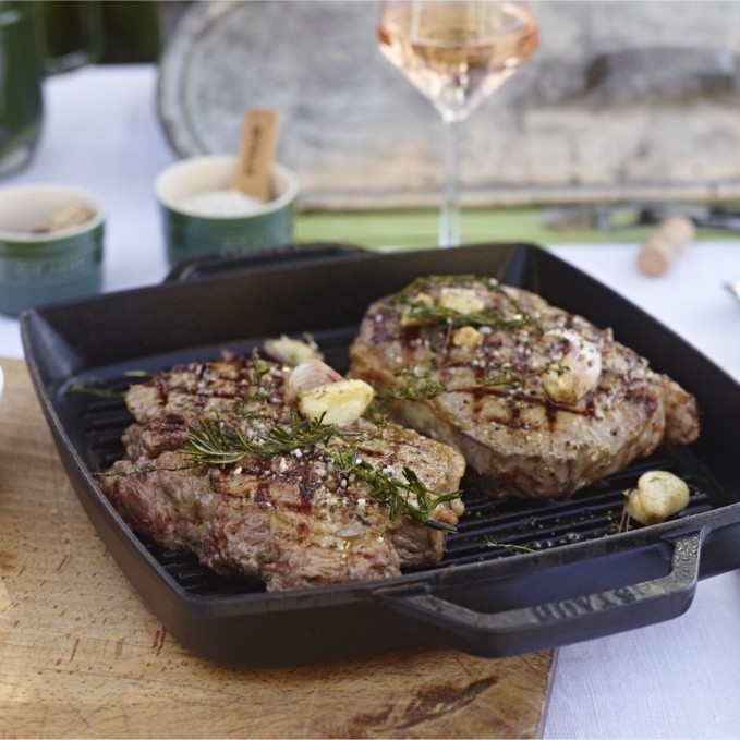 Staub Grillpfanne mit zwei Griffen aus Emailliertem Gusseisen 28cm | Staub | Mimocook