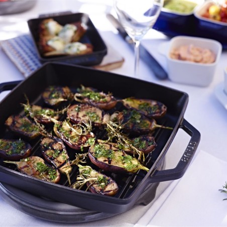 Staub grill pan with two handles in Enamelled Cast Iron 28cm | Staub | Mimocook